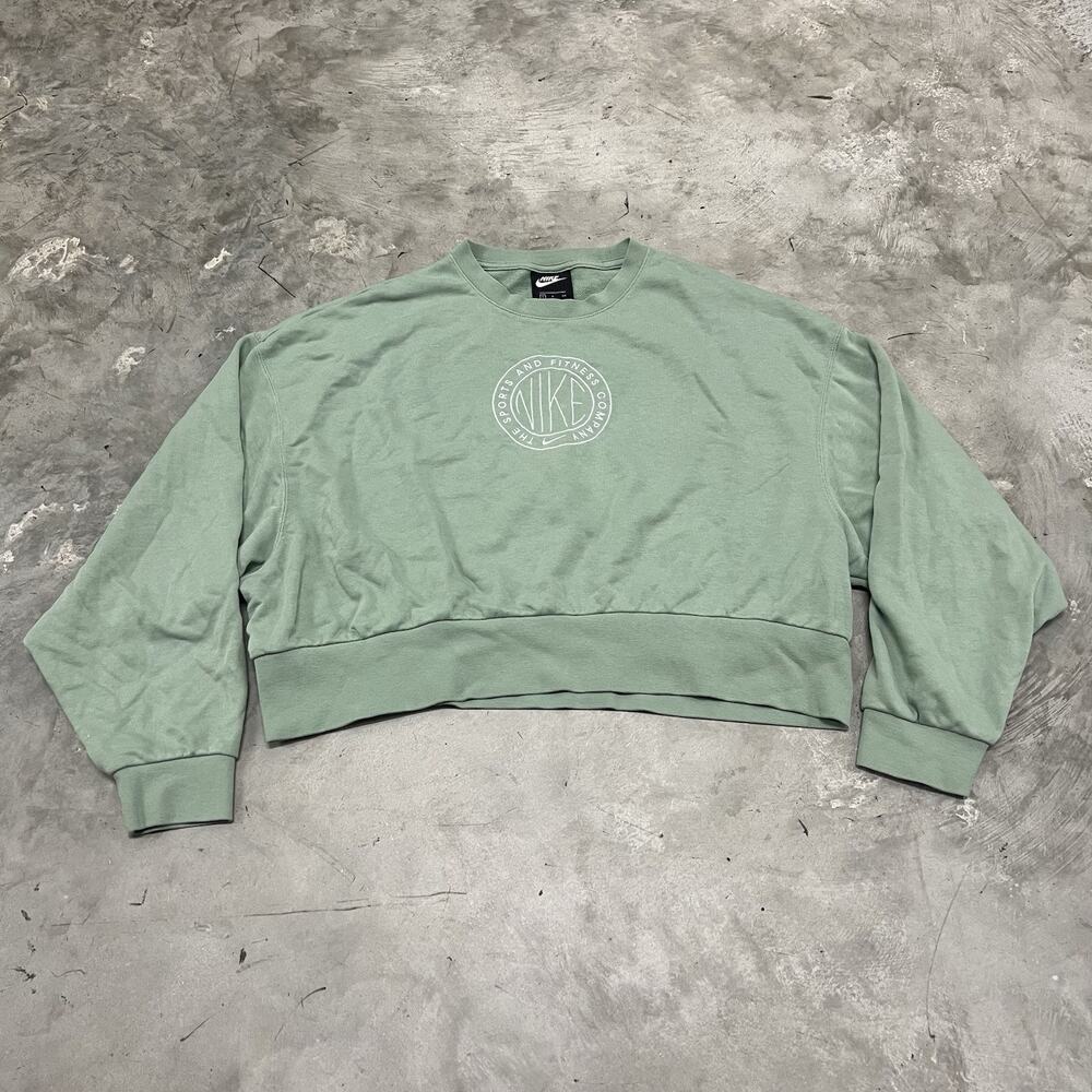 Nike Sportswear Femme Crew Womens Sweatshirt Mint Green Sz S CZ8558-006 Cropped